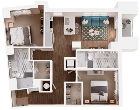 The Crown of Queen City Apartments in Charlotte, North Carolina B6B1 Floor Plan